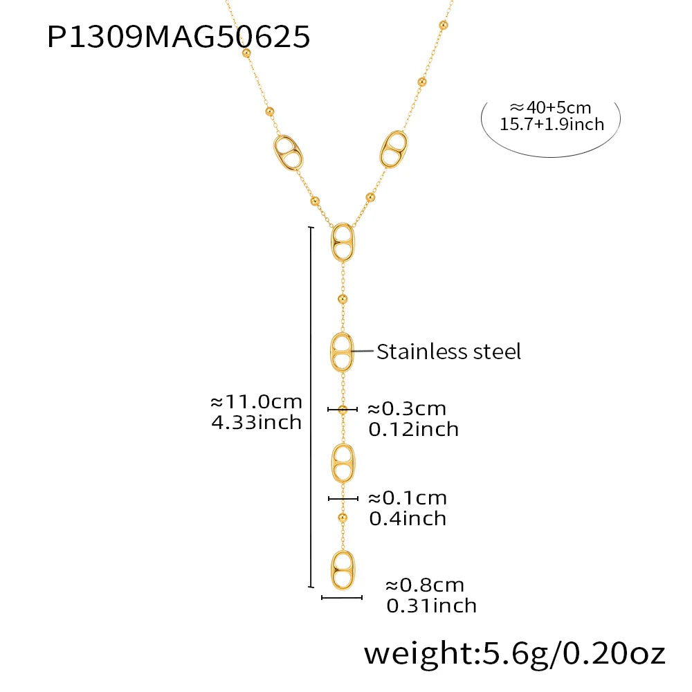 Collier Nivora - Chaîne longue en acier inoxydable plaqué or