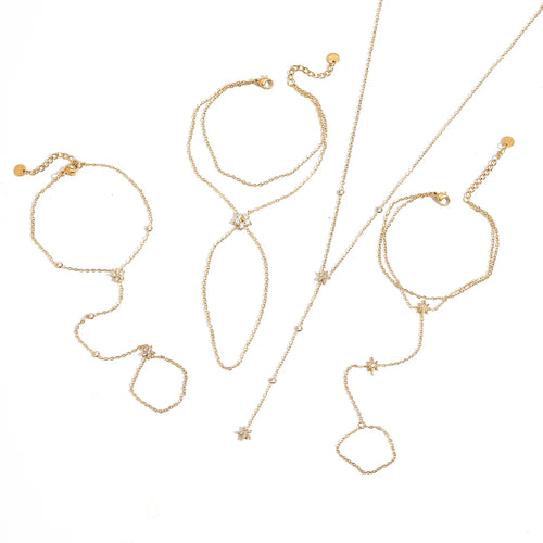 Bracelet fin en Acier inoxydable Plaqué Or 18K avec Zircon