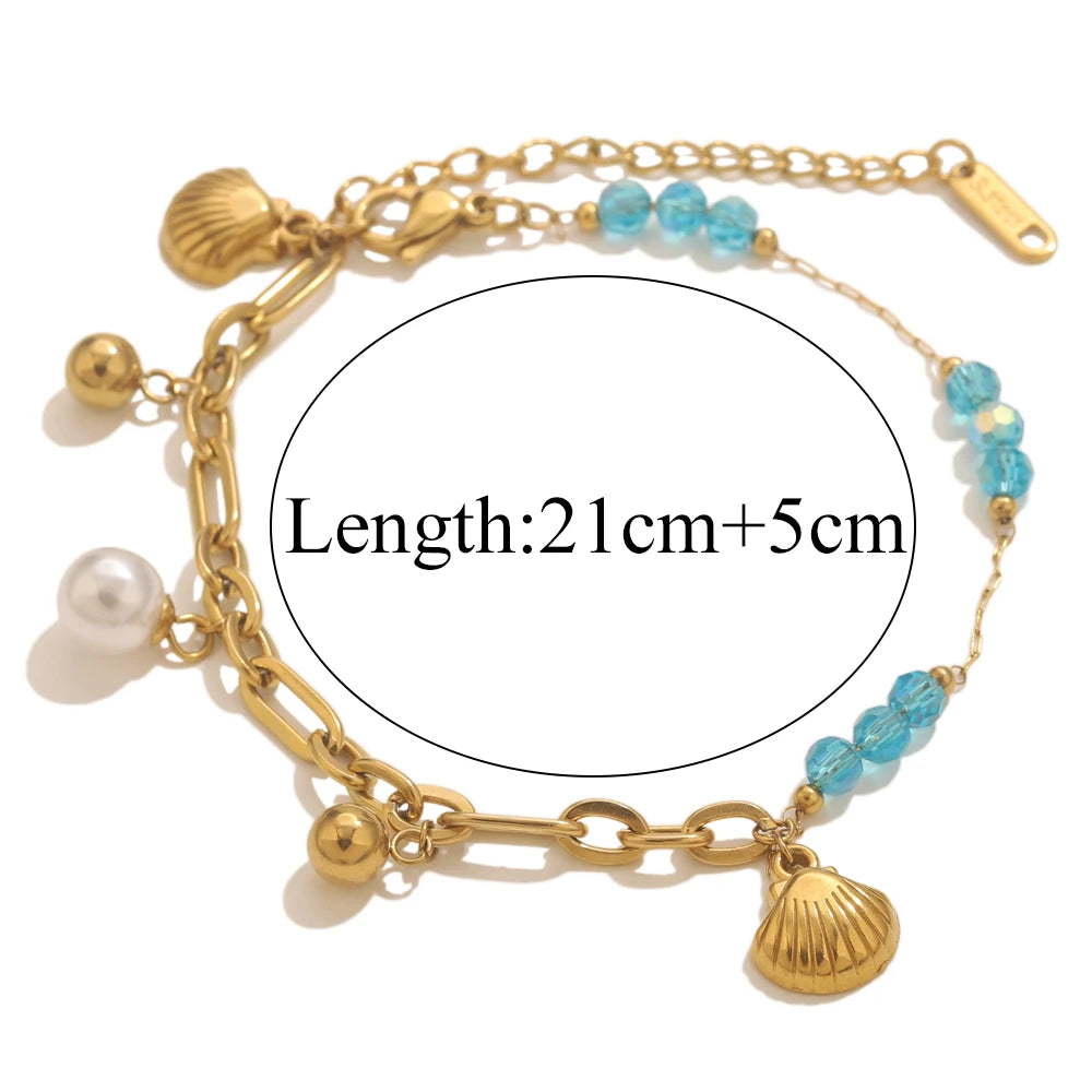 Bracelet Femme Doré Étoile de mer & Coquillage - Esprit Bohème Chic