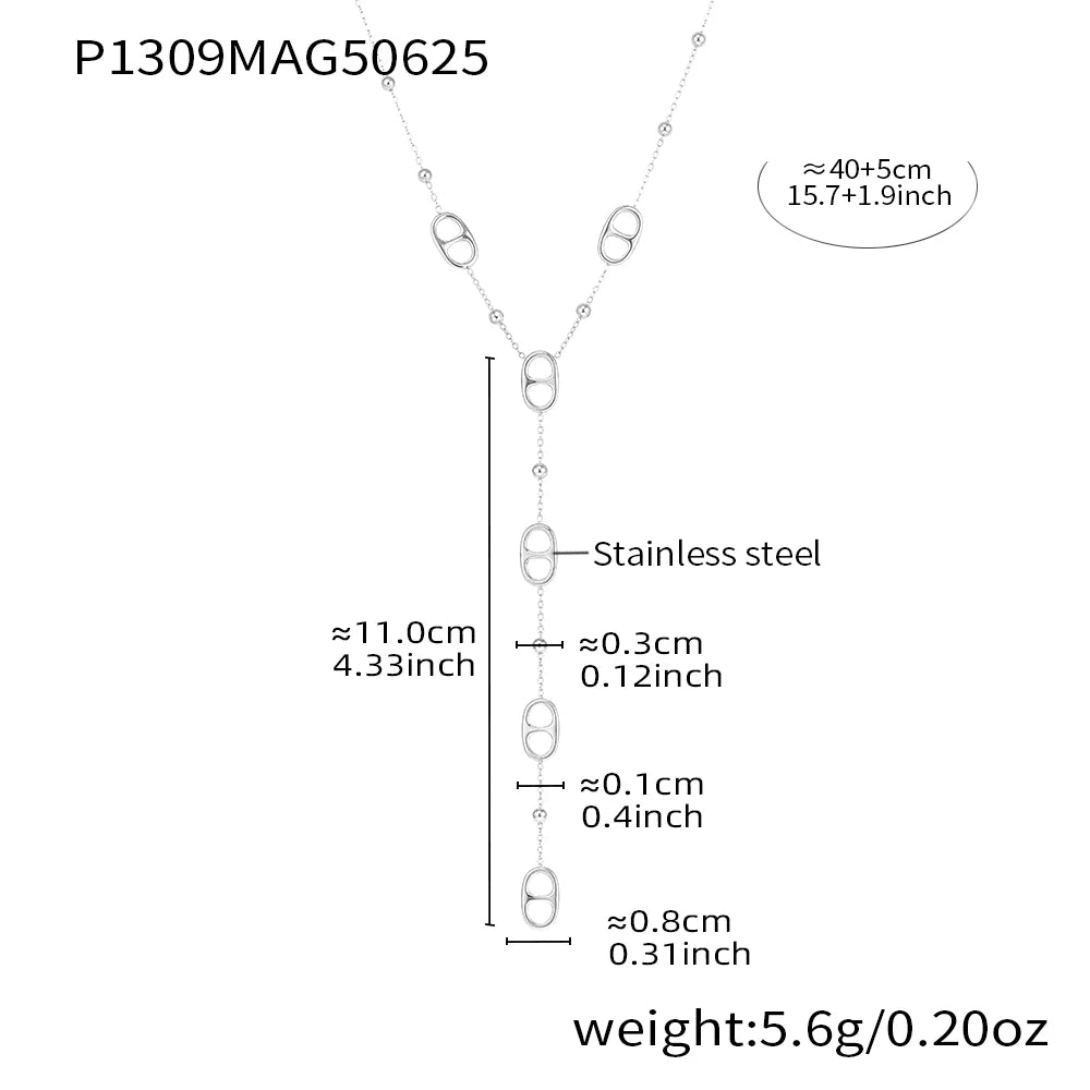 Collier Nivora - Chaîne longue en acier inoxydable plaqué or