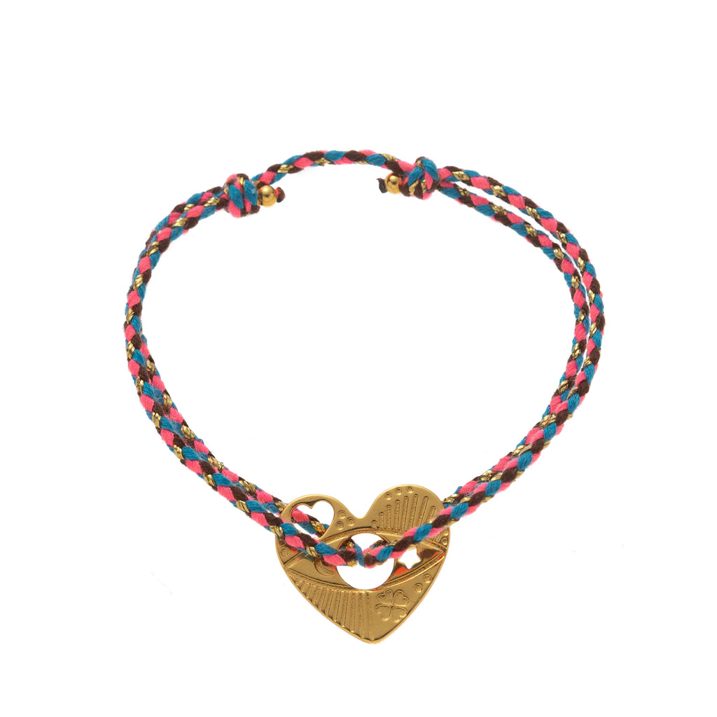 Bracelet Élégant à Charms Lune, Cœur & Trèfle
