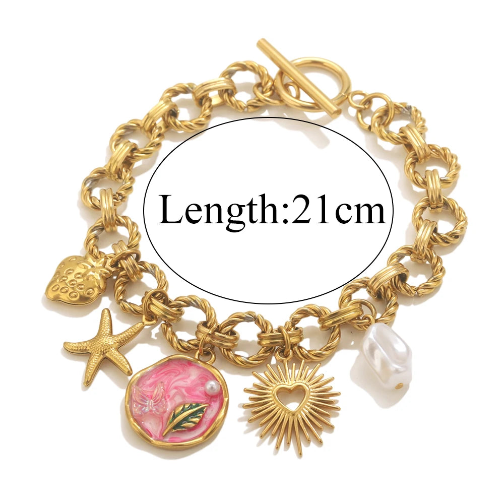 Bracelet Femme Doré Étoile de mer & Coquillage - Esprit Bohème Chic