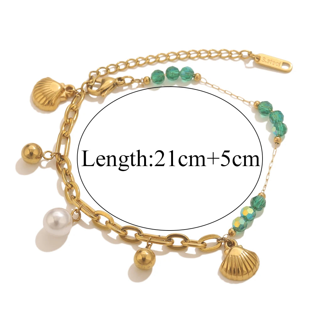 Bracelet Femme Doré Étoile de mer & Coquillage - Esprit Bohème Chic
