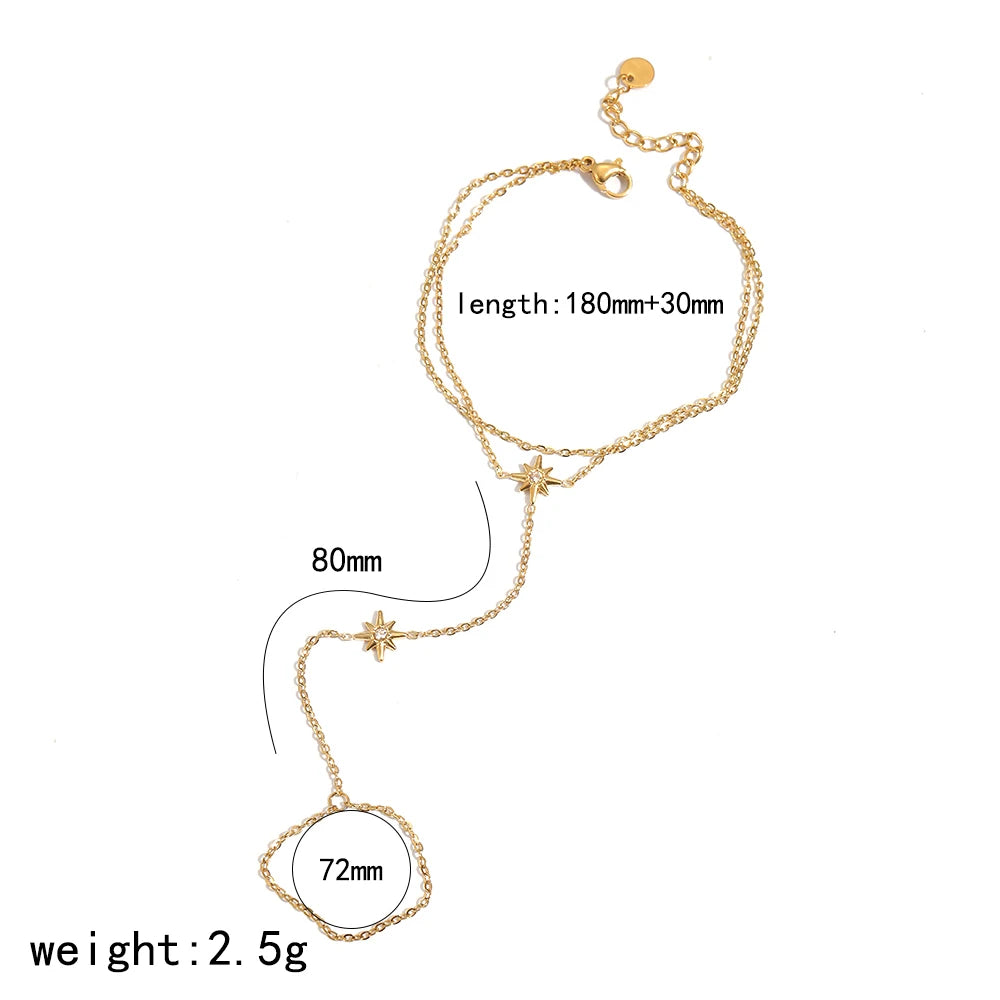 Bracelet fin en Acier inoxydable Plaqué Or 18K avec Zircon