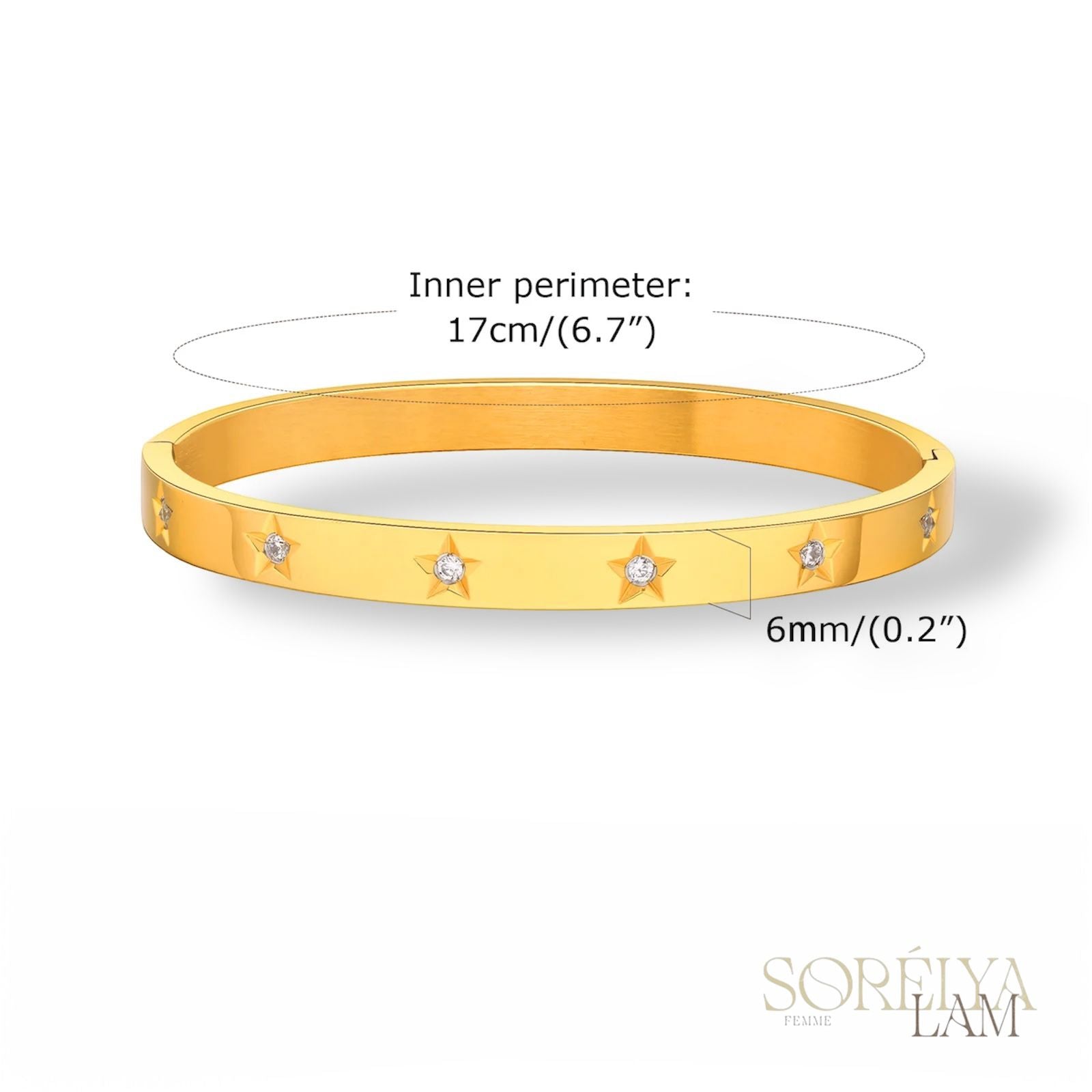 Manchette Céleste - Bracelet manchette en acier inoxydable réglable