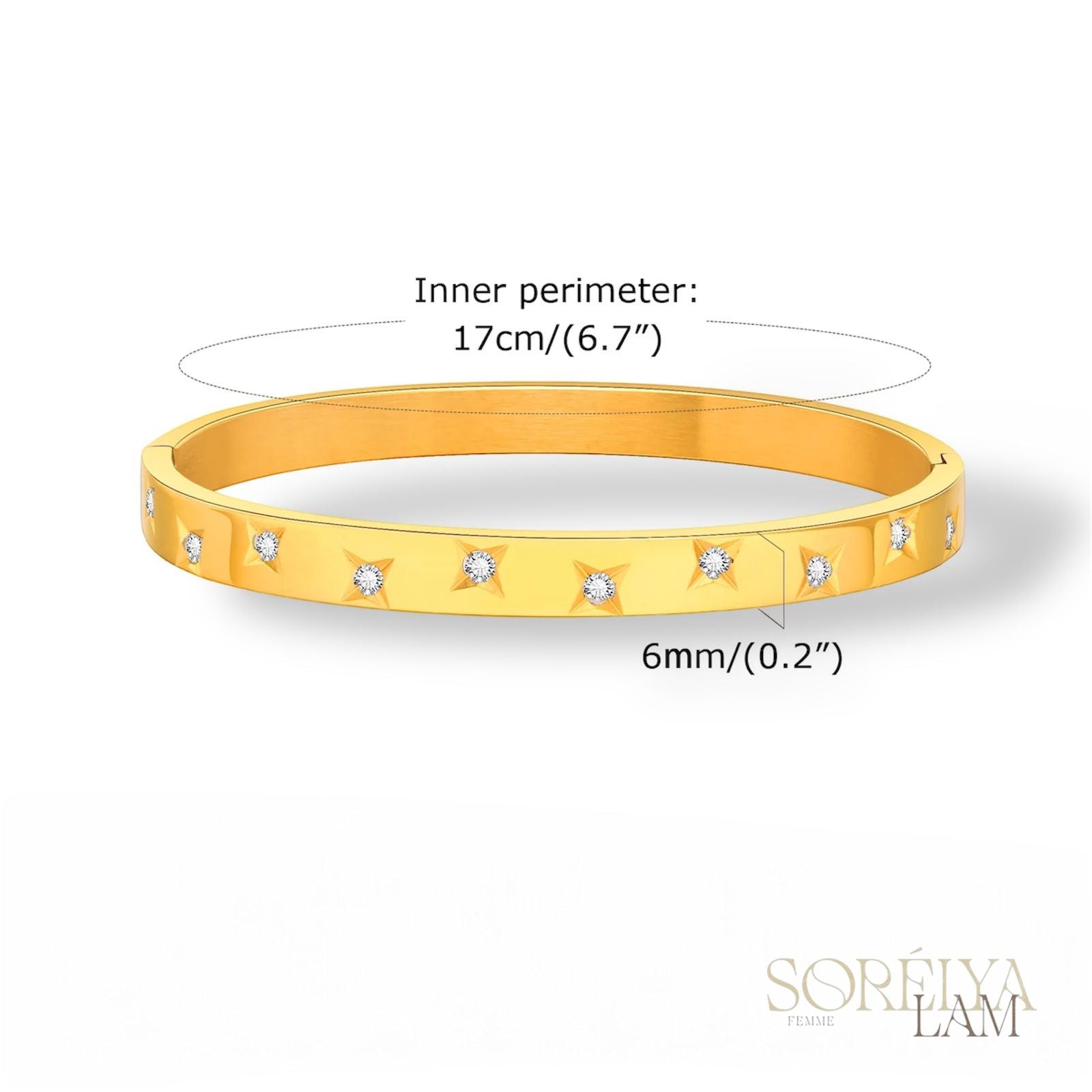 Manchette Céleste - Bracelet manchette en acier inoxydable réglable