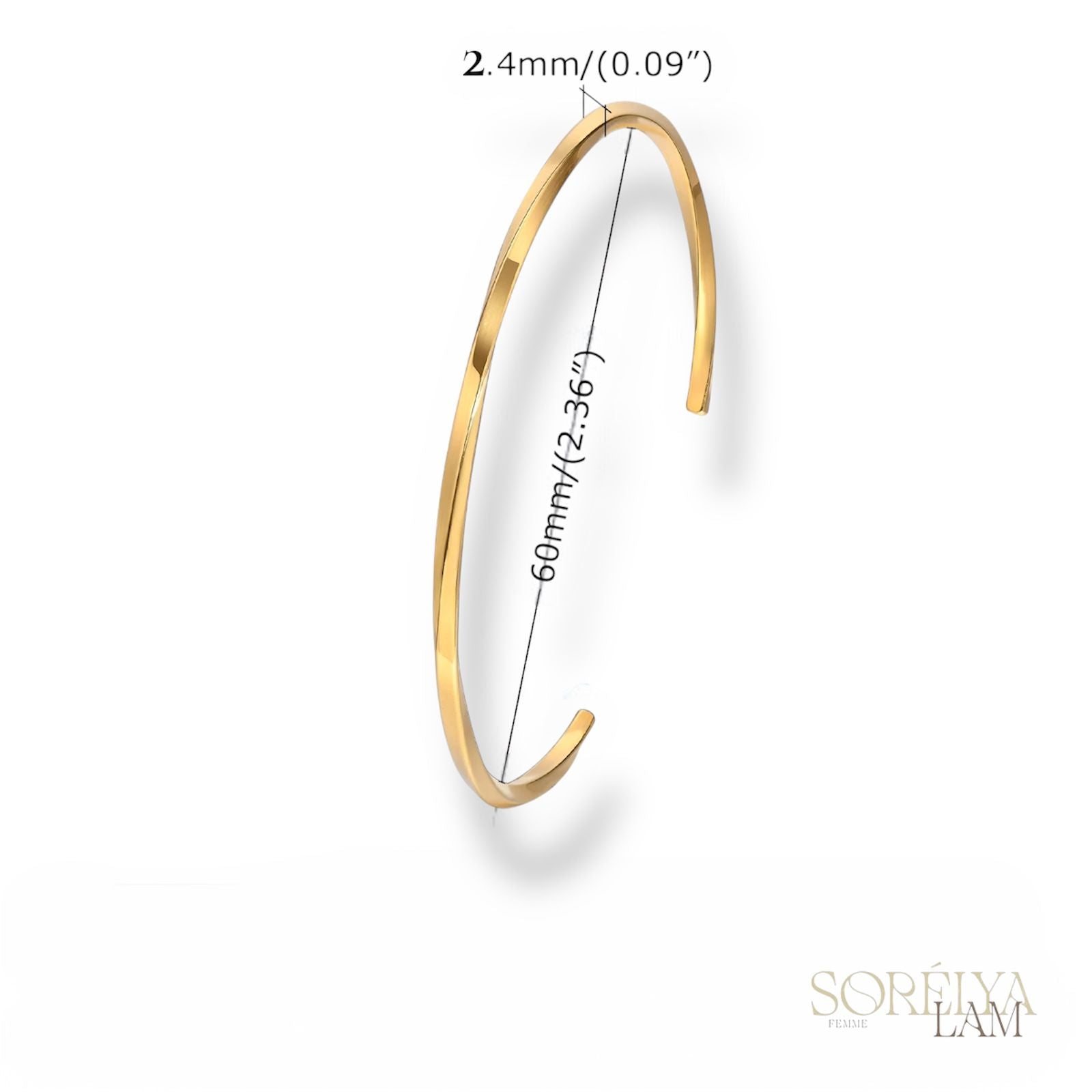 Manchette Céleste - Bracelet manchette en acier inoxydable réglable