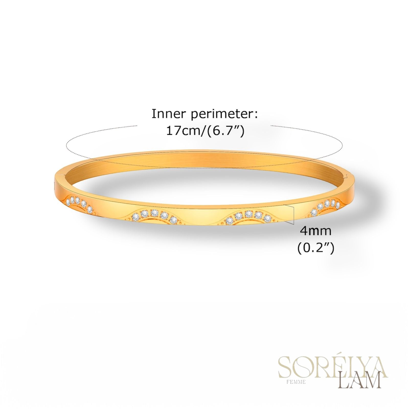 Manchette Céleste - Bracelet manchette en acier inoxydable réglable