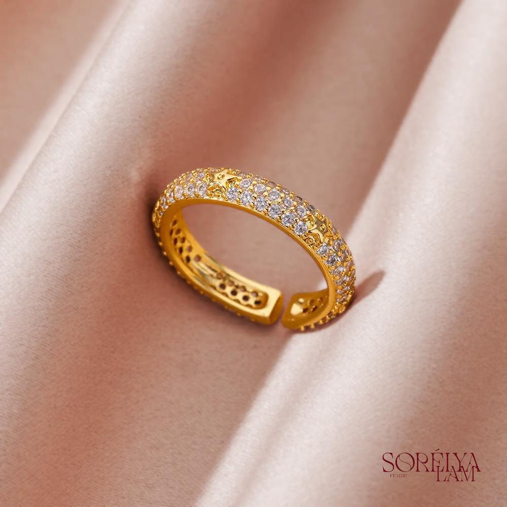 Bague Coeur Élégante - Finition Dorée 18k & Zircon Brillant