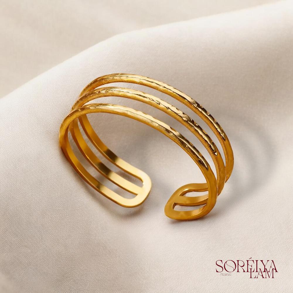 Bracelet manchette Femme Doré en Acier inoxydable - Bijou Tendance & Résistant