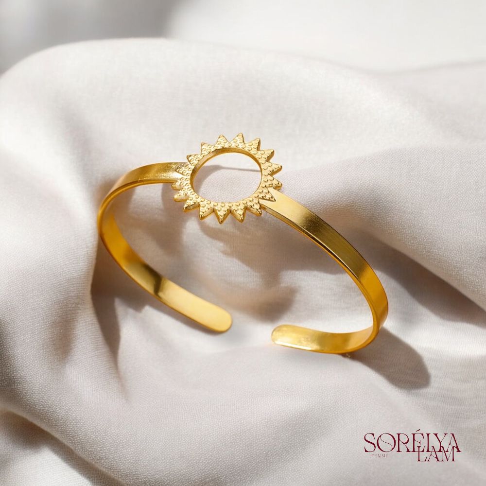 Bracelet manchette Femme Doré en Acier inoxydable - Bijou Tendance & Résistant