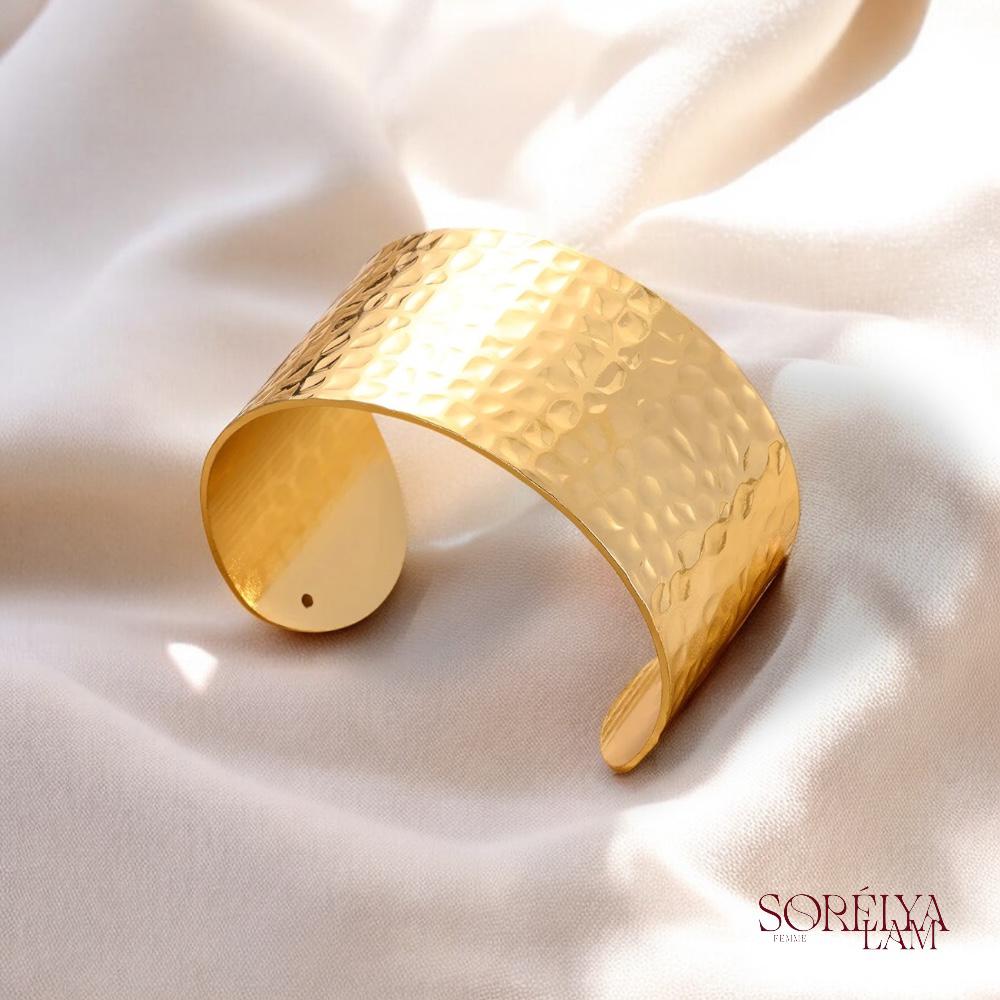Bracelet manchette Femme Doré en Acier inoxydable - Bijou Tendance & Résistant
