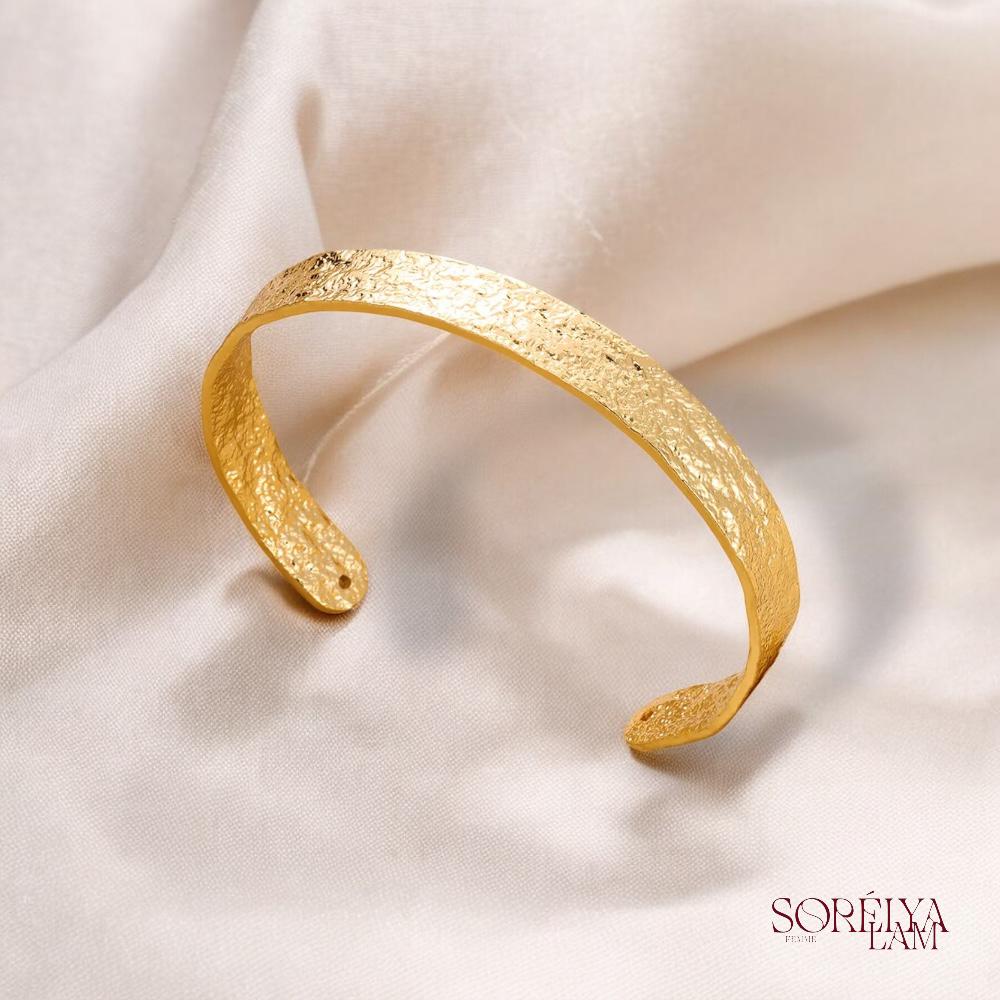 Bracelet manchette Femme Doré en Acier inoxydable - Bijou Tendance & Résistant
