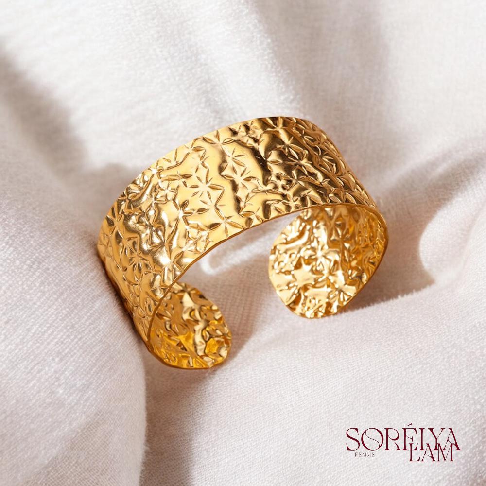 Bracelet manchette Femme Doré en Acier inoxydable - Bijou Tendance & Résistant