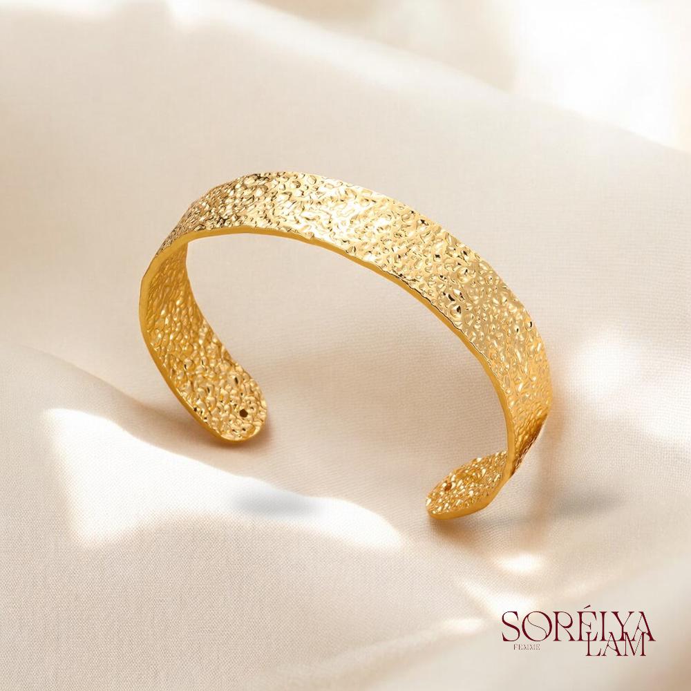 Bracelet manchette Femme Doré en Acier inoxydable - Bijou Tendance & Résistant