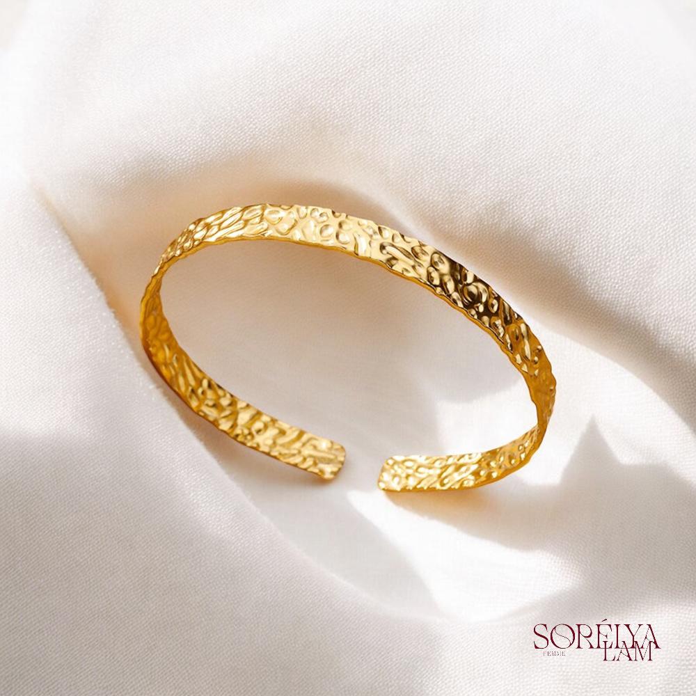 Bracelet manchette Femme Doré en Acier inoxydable - Bijou Tendance & Résistant